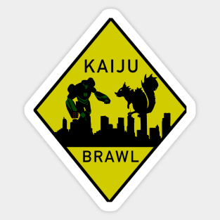 Kaiju Brawl Warning Sign Sticker